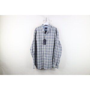 New Ben Sherman Mens Large Stretch Oxford Collared Button Down Shirt Plaid